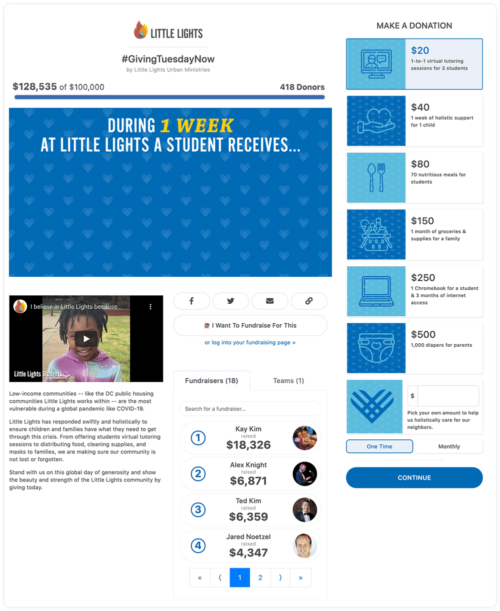 Little Lights Urban Ministries Campaign Page #GivingTuesdayNow