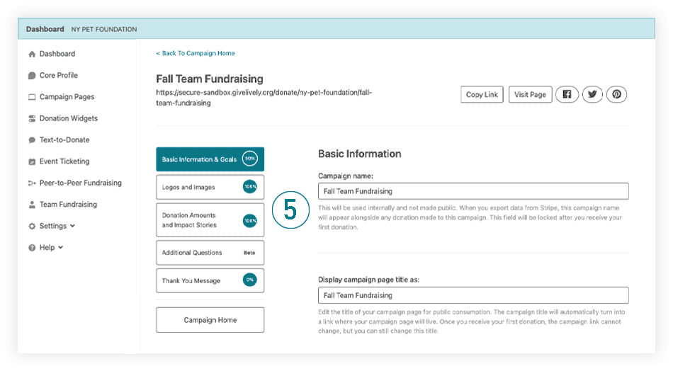 A GIF showing the 5th step to enable Team Fundraising in the Nonprofit Admin Portal, as described in the text.  