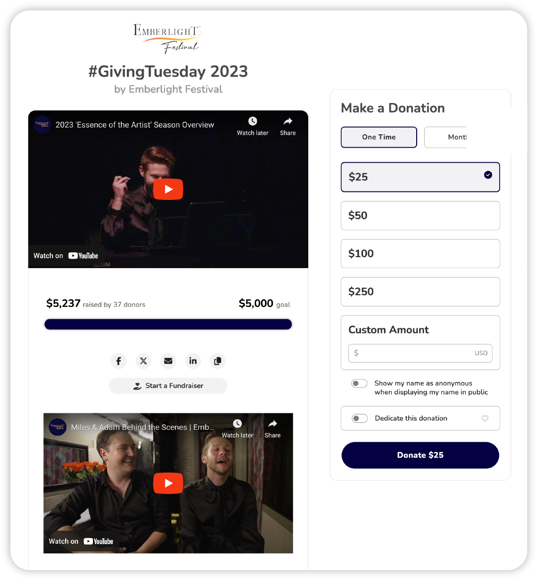 A screenshot of the "#GivingTuesday 2023" Campaign Page.